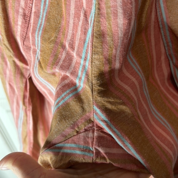 DREW Emerson Wide Split Leg Strapless Linen Blend Striped Romper Size Small - Picture 15 of 16